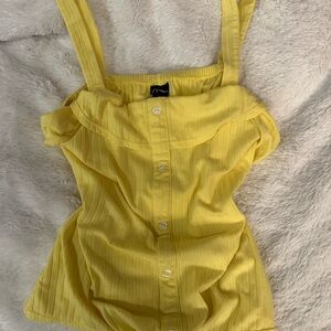 Forever 21 Yellow Button-Front Tank Top